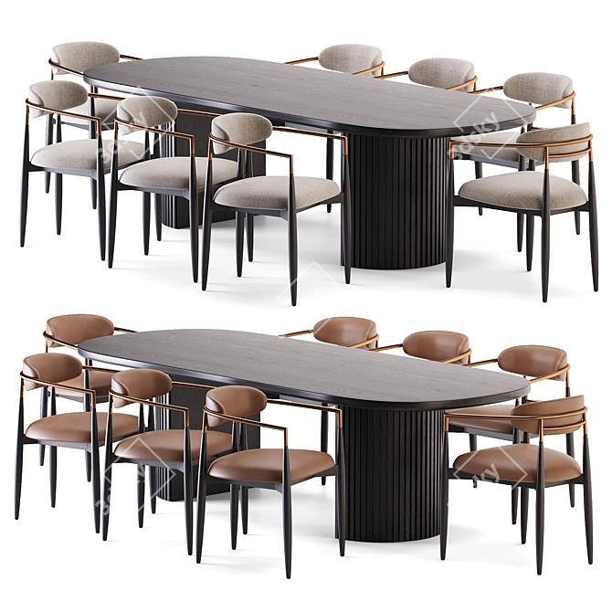 Modern Dining Set with Chair 3D model image 1