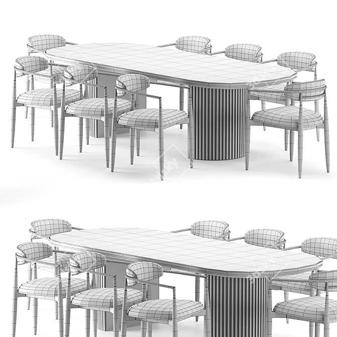 Modern Dining Set with Chair 3D model image 2