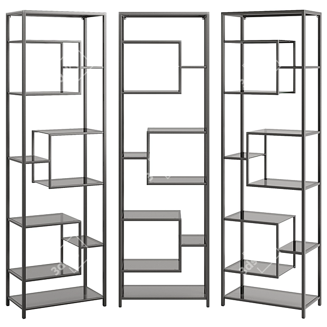 Kare Loft Steel Glass Shelf 3D model image 2