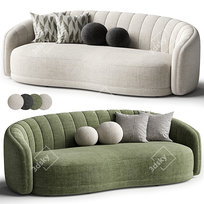 Elegant Linda Ivory Boucle Seating 3D model image 1