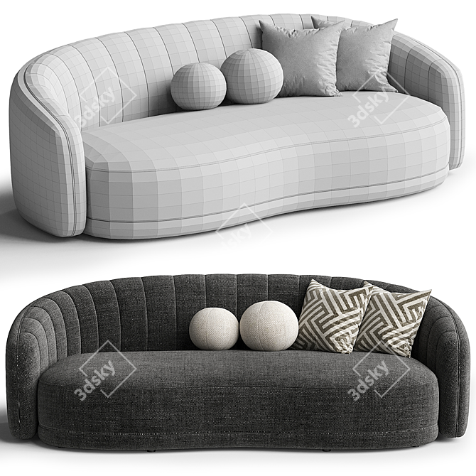 Elegant Linda Ivory Boucle Seating 3D model image 3