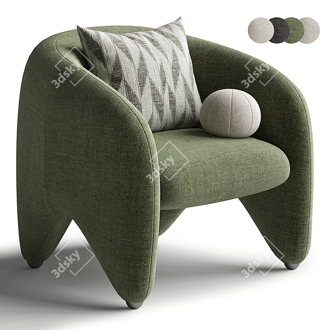 Yuzu Upholstered Armchair with Armrests 3D model image 1