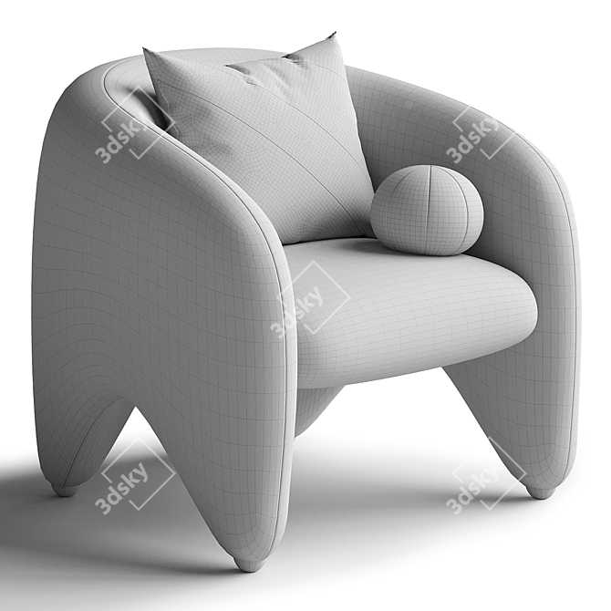 Yuzu Upholstered Armchair with Armrests 3D model image 5