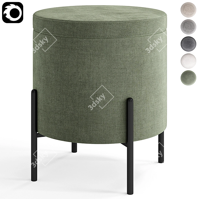 Elegant Modern Gray Pouf Seat 3D model image 5