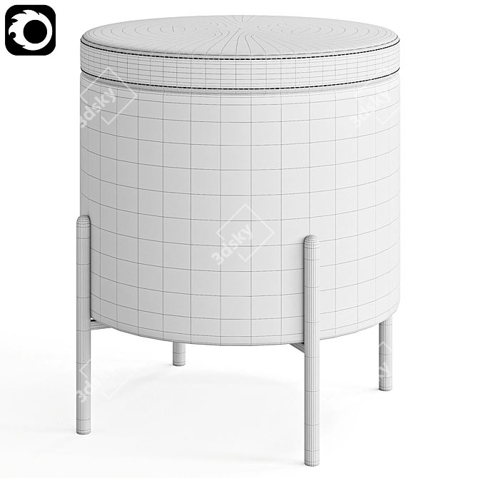 Elegant Modern Gray Pouf Seat 3D model image 6