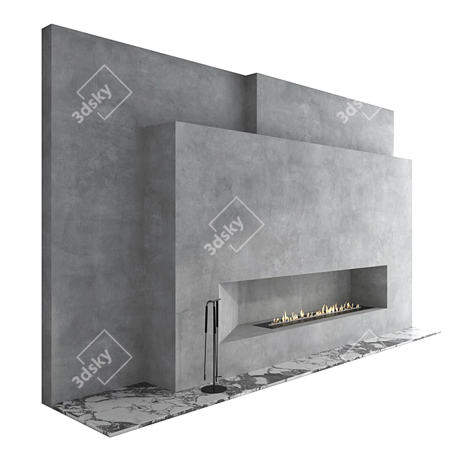 Elegant Biofireplace Wall Set 3D model image 2