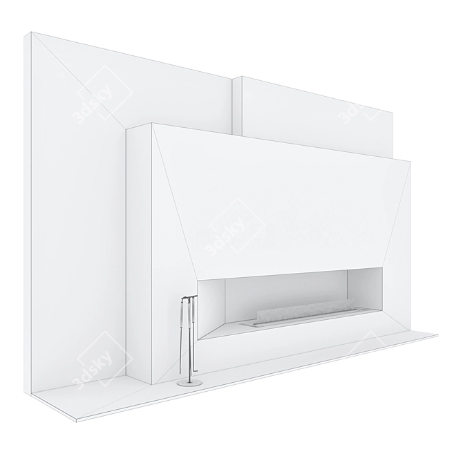 Elegant Biofireplace Wall Set 3D model image 6