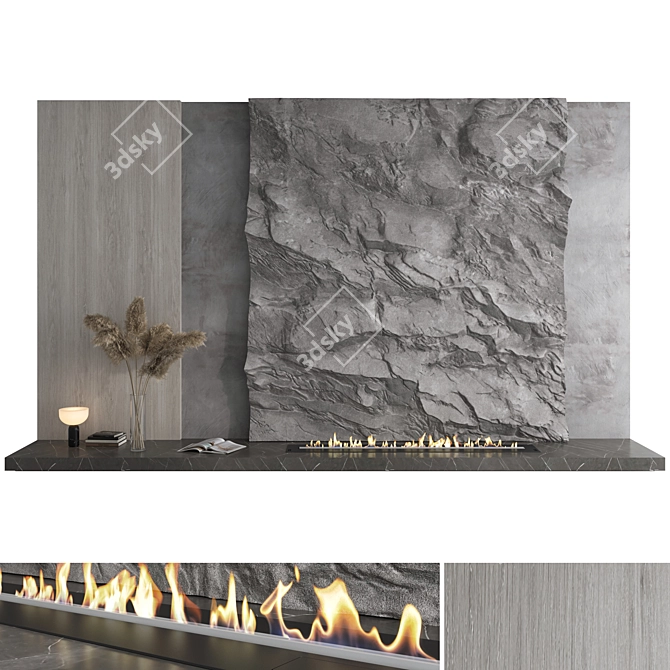 Modern Fireplace Wall Set 55 3D model image 1