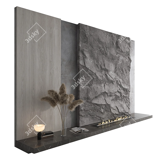 Modern Fireplace Wall Set 55 3D model image 2