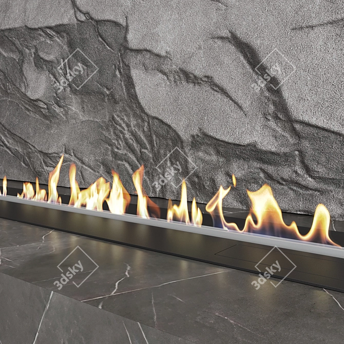 Modern Fireplace Wall Set 55 3D model image 4