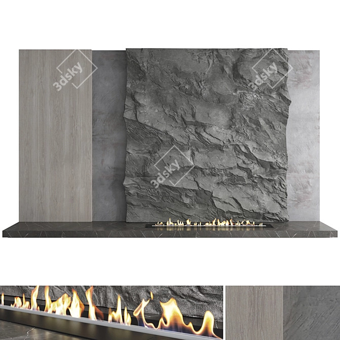 Modern Fireplace Wall Set 55 3D model image 7