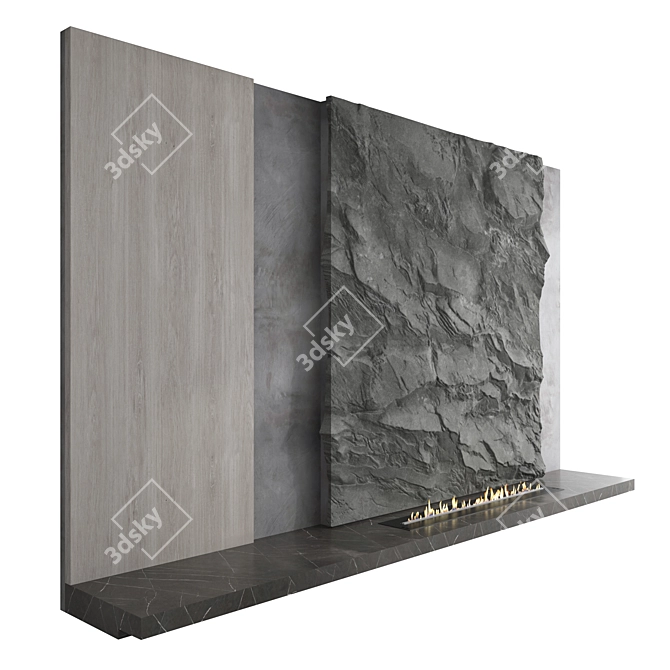 Modern Fireplace Wall Set 55 3D model image 8