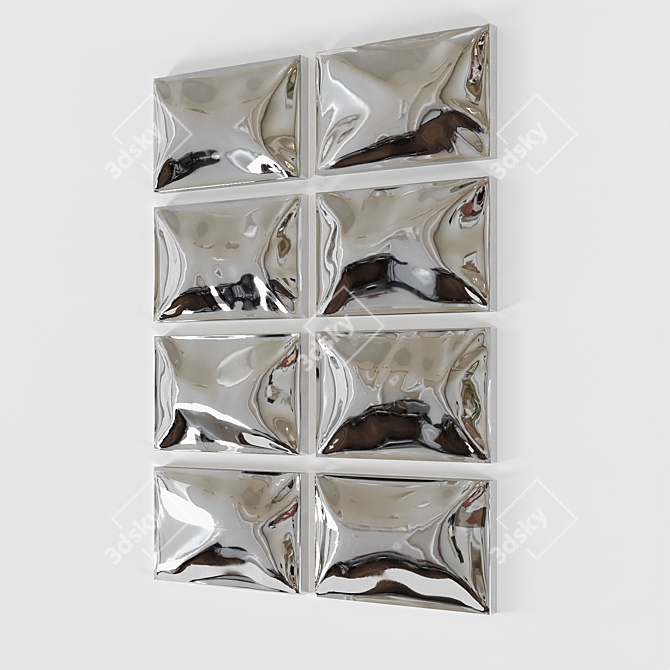 Reflective Stainless Steel Wall Sculpture 3D model image 2