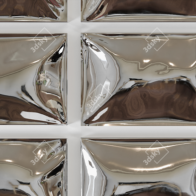 Reflective Stainless Steel Wall Sculpture 3D model image 4