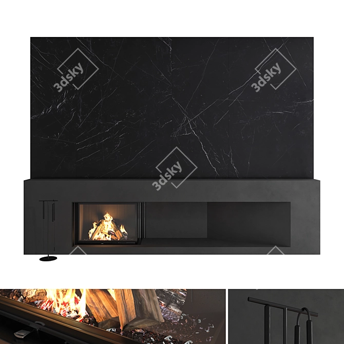 Modern Wall Fireplace Set 51 3D model image 1