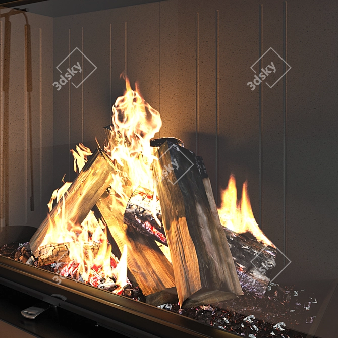 Modern Wall Fireplace Set 51 3D model image 4