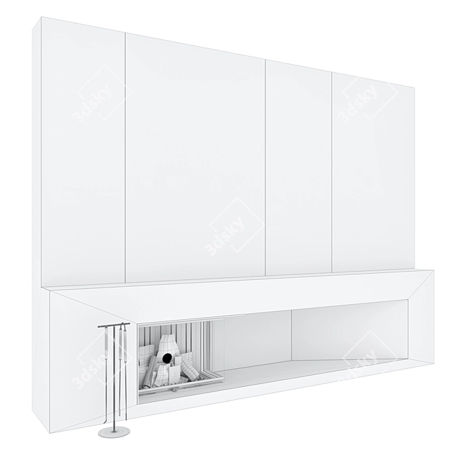 Modern Wall Fireplace Set 51 3D model image 6