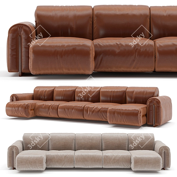 Modular Natuzzi Sofa 3D Model 3D model image 1