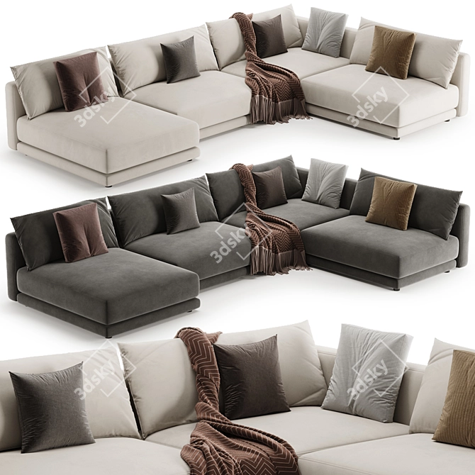 Elegant Katarina Corner Couch Sofa 3D model image 1