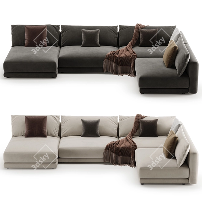 Elegant Katarina Corner Couch Sofa 3D model image 2