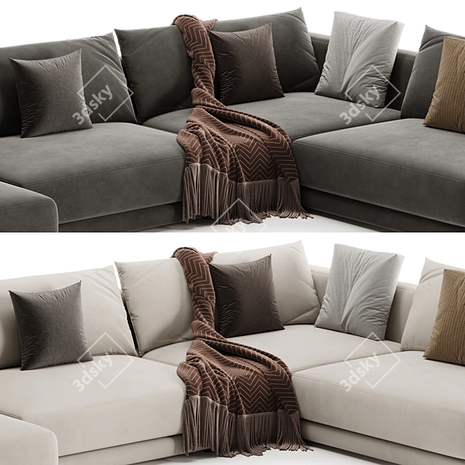 Elegant Katarina Corner Couch Sofa 3D model image 3