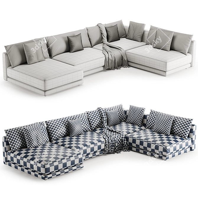 Elegant Katarina Corner Couch Sofa 3D model image 4