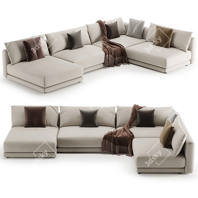 Elegant Katarina Corner Couch Sofa 3D model image 5