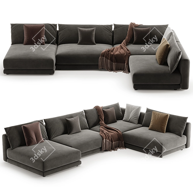 Elegant Katarina Corner Couch Sofa 3D model image 6