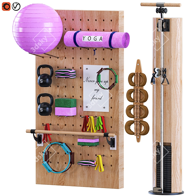 Modern Yoga Sport Equipment Set 3D model image 8