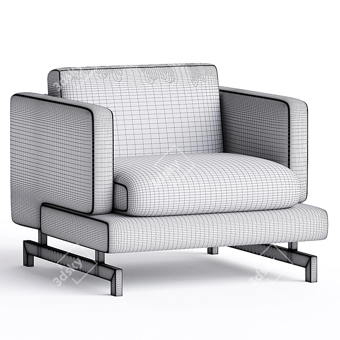 Natuzzi Italia Jeremy Armchair, Fabric Design 3D model image 4