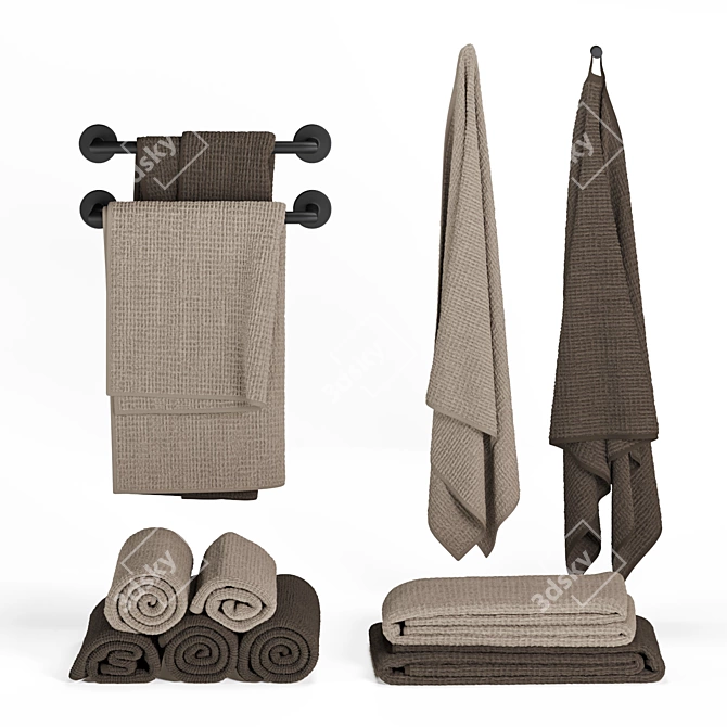 Waffle Towel Set with Accessories 3D model image 1