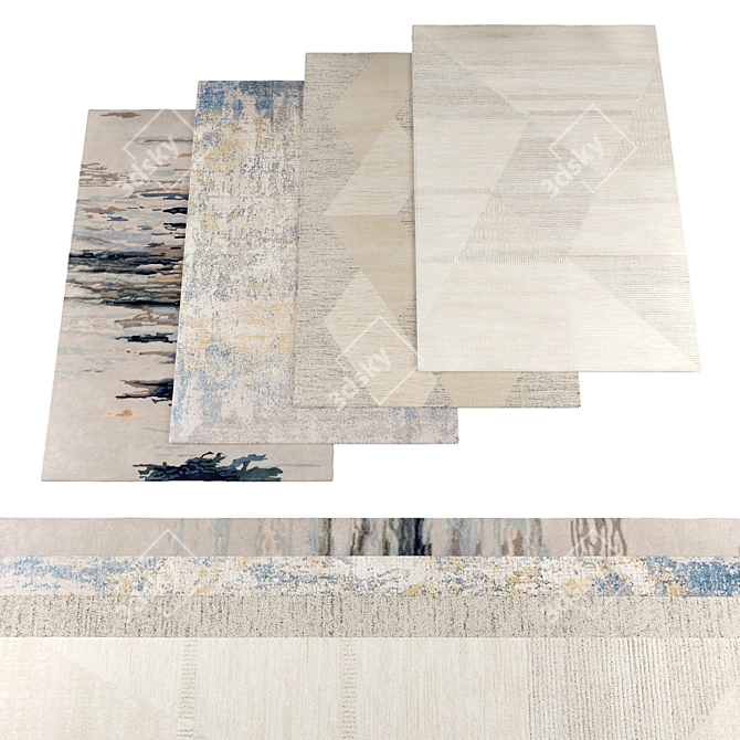 Modern Rugs Bundle: 4 Textures 3D model image 1