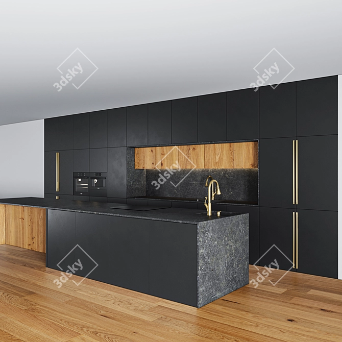 Modern Minimalist 3D Kitchen Model 3D model image 3