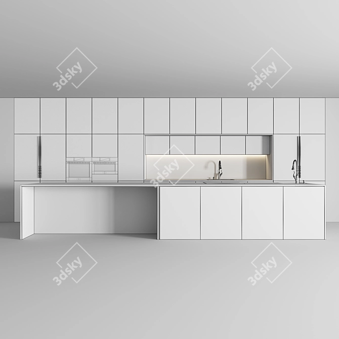 Modern Minimalist 3D Kitchen Model 3D model image 7