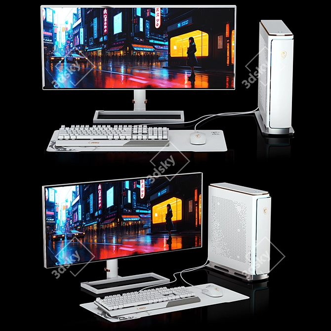 Stylish & Powerful PC Workstation 3D model image 1