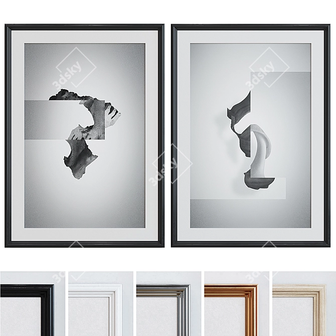 Modern Abstract Picture Frame Set 3D model image 1