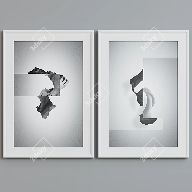 Modern Abstract Picture Frame Set 3D model image 2