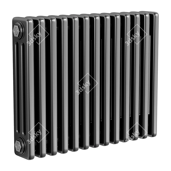 Anthracite 3 Column Horizontal Radiator 3D model image 1