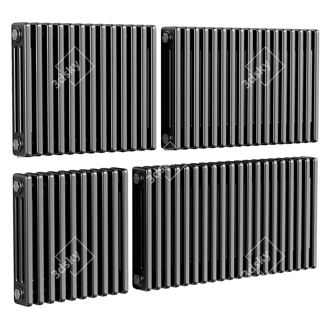 Anthracite 3 Column Horizontal Radiator 3D model image 2