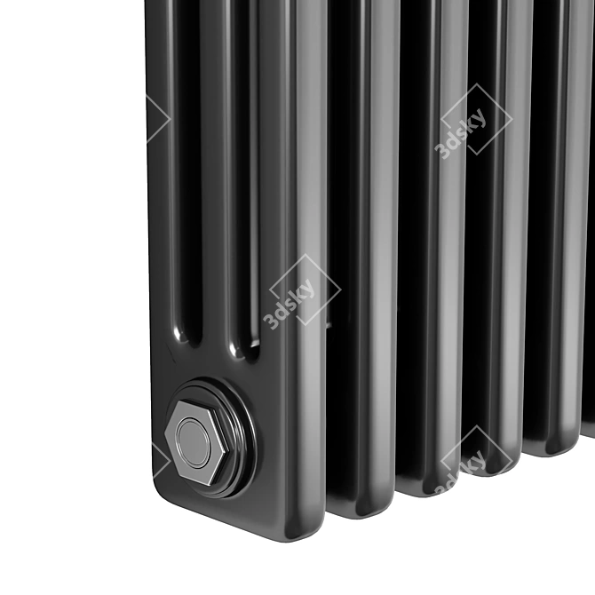 Anthracite 3 Column Horizontal Radiator 3D model image 3