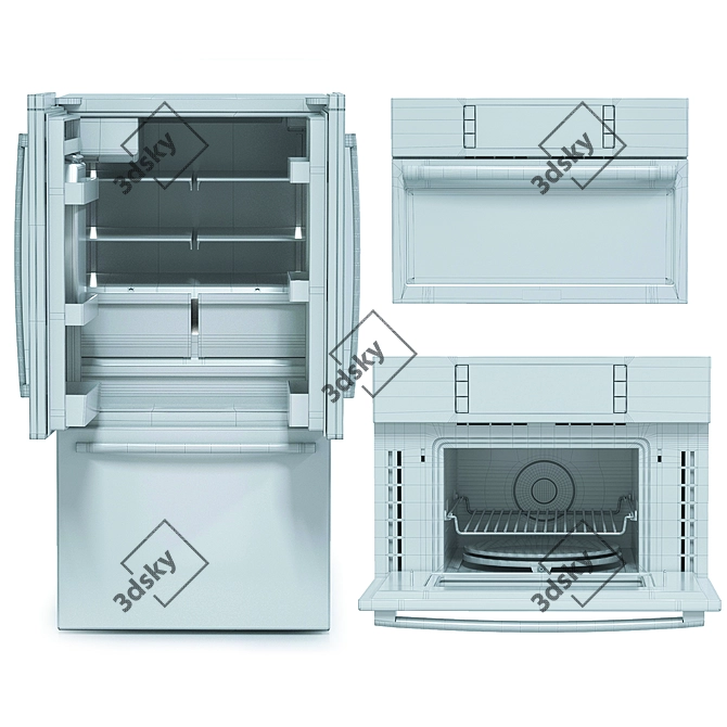 Bosch 500 French Set Refrigerator 3D model image 7