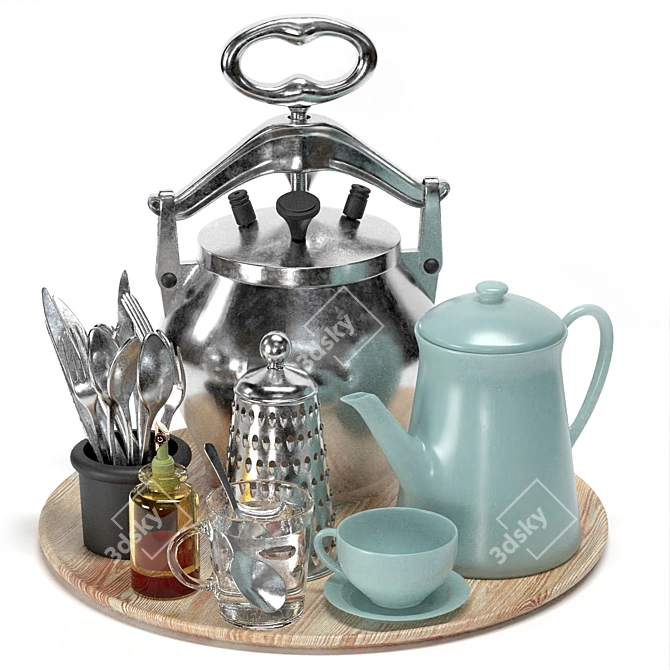 Modern Kitchen Tableware Set 01 3D model image 2