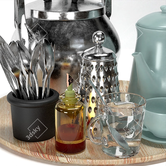 Modern Kitchen Tableware Set 01 3D model image 4