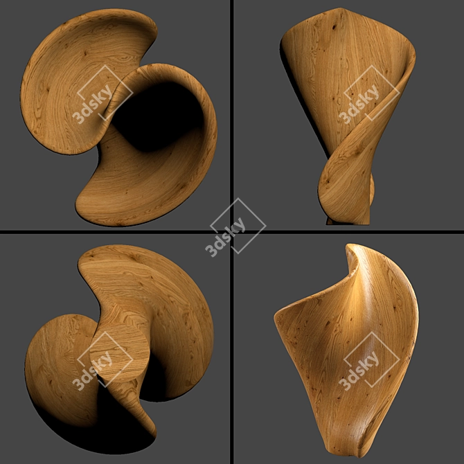 Wood & Metal Sculpture: 3D Model 3D model image 6