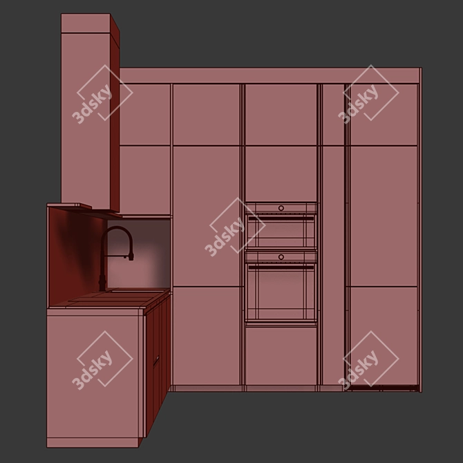 Customizable Modern Kitchen Design 3D model image 7