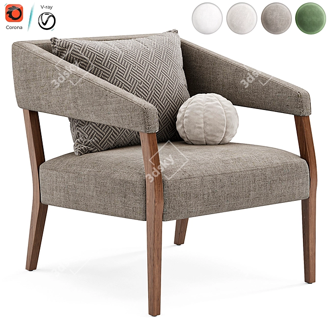 Modern Chic Lyssa Accent Chair 3D model image 4