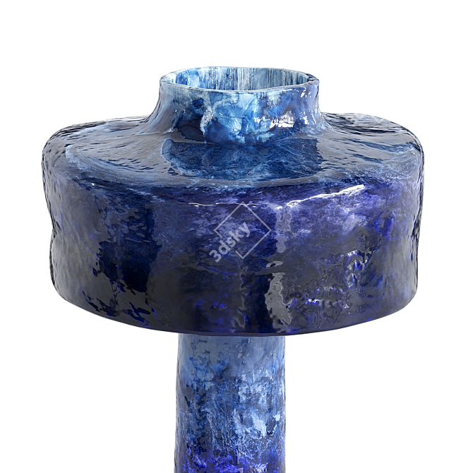 Handmade Blue Ceramic Table Lamp 3D model image 3