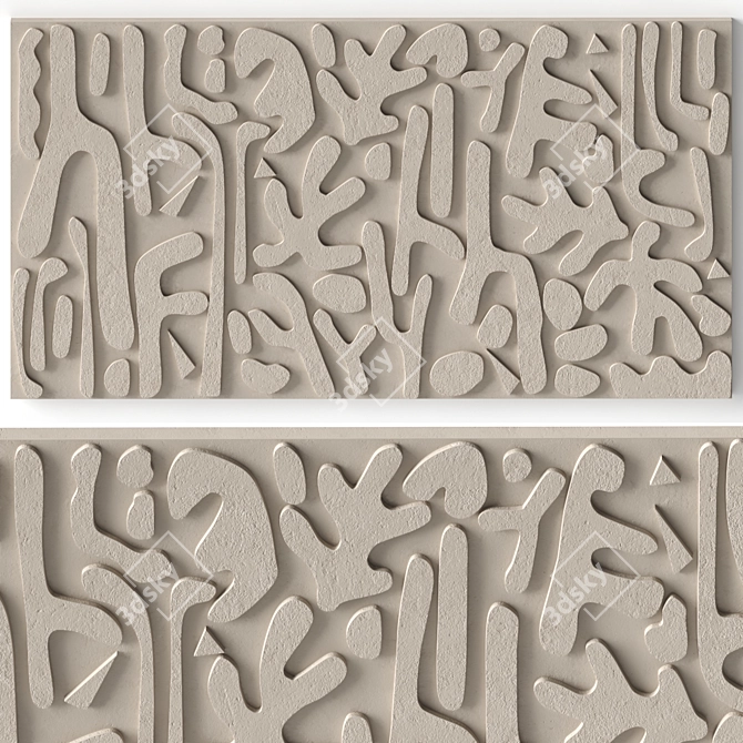 Stone Relief Art Wall Decor 3D model image 2