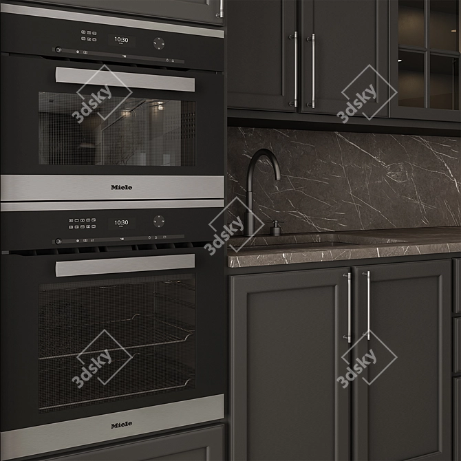  Modern Classic Black Kitchen Set 3D model image 4