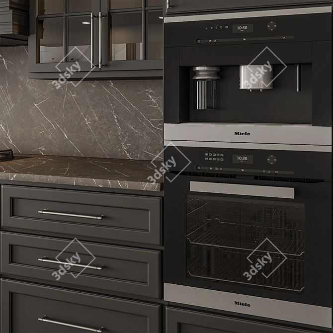  Modern Classic Black Kitchen Set 3D model image 5